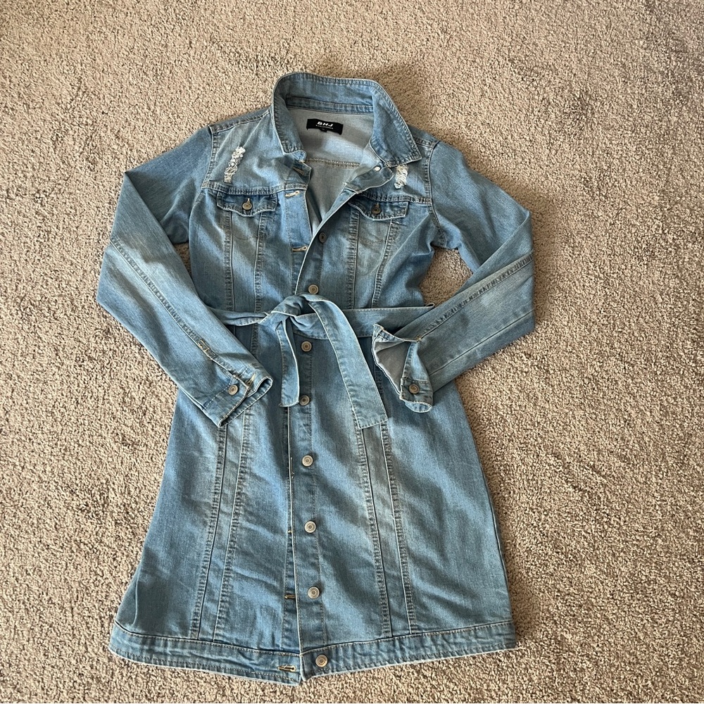Light Blue Denim Button-Up Dress